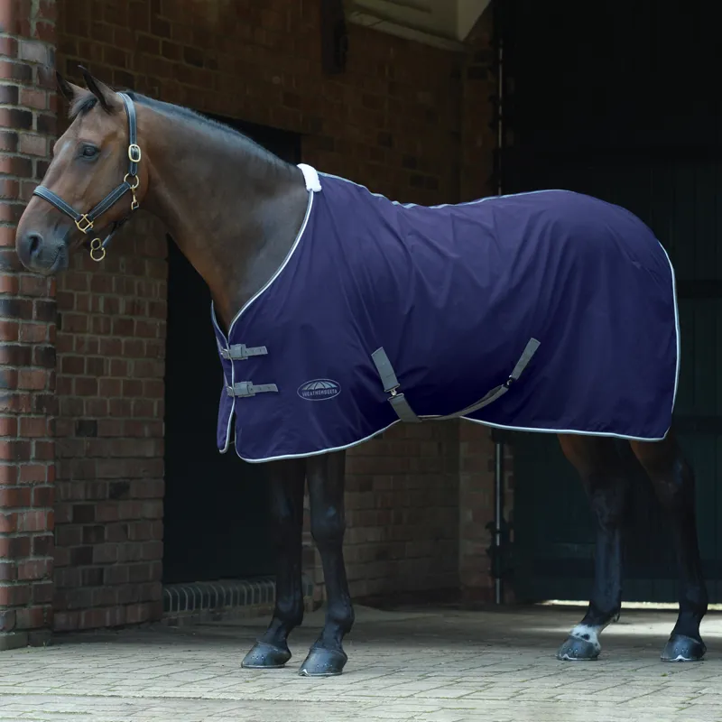 WeatherBeeta Cotton Show Sheet II with Surcingles - Dark Blue/Grey