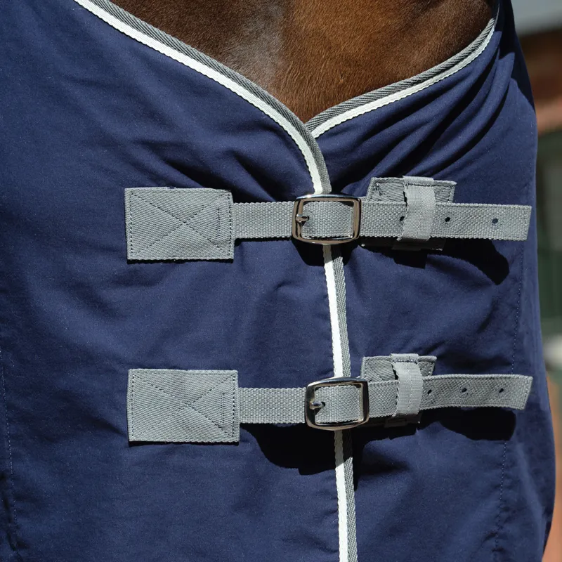 WeatherBeeta Cotton Show Sheet II with Surcingles - Dark Blue/Grey-1