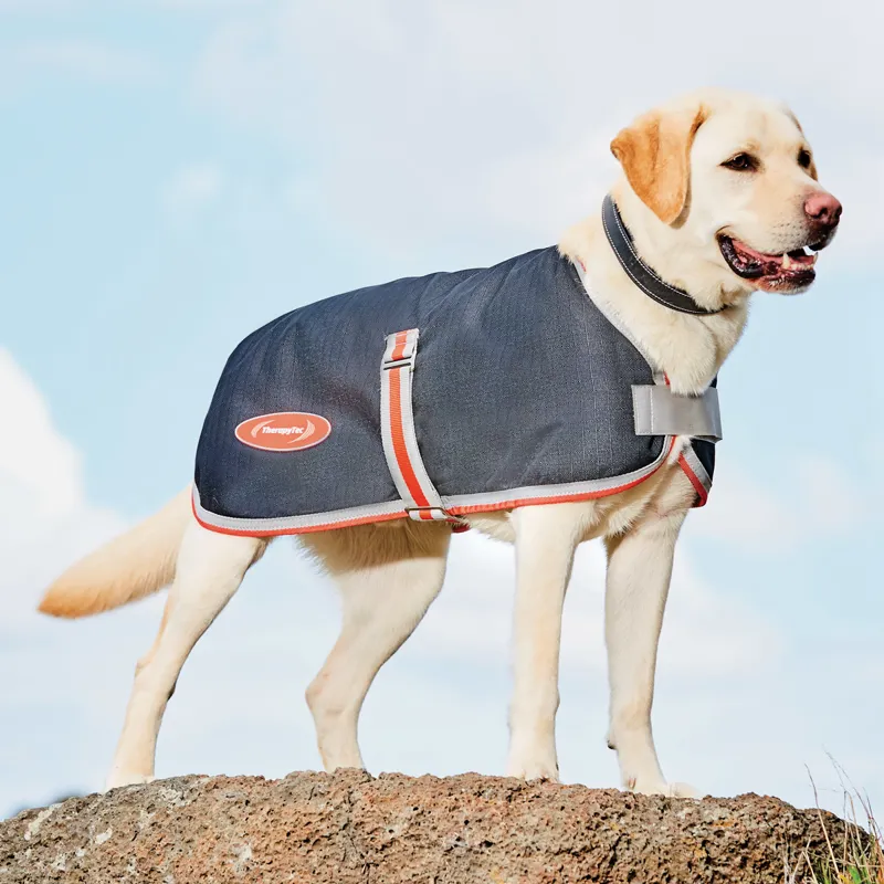 WeatherBeeta Therapy-Tec 1200D Waterproof Dog Coat - Black/Silver/Red-2