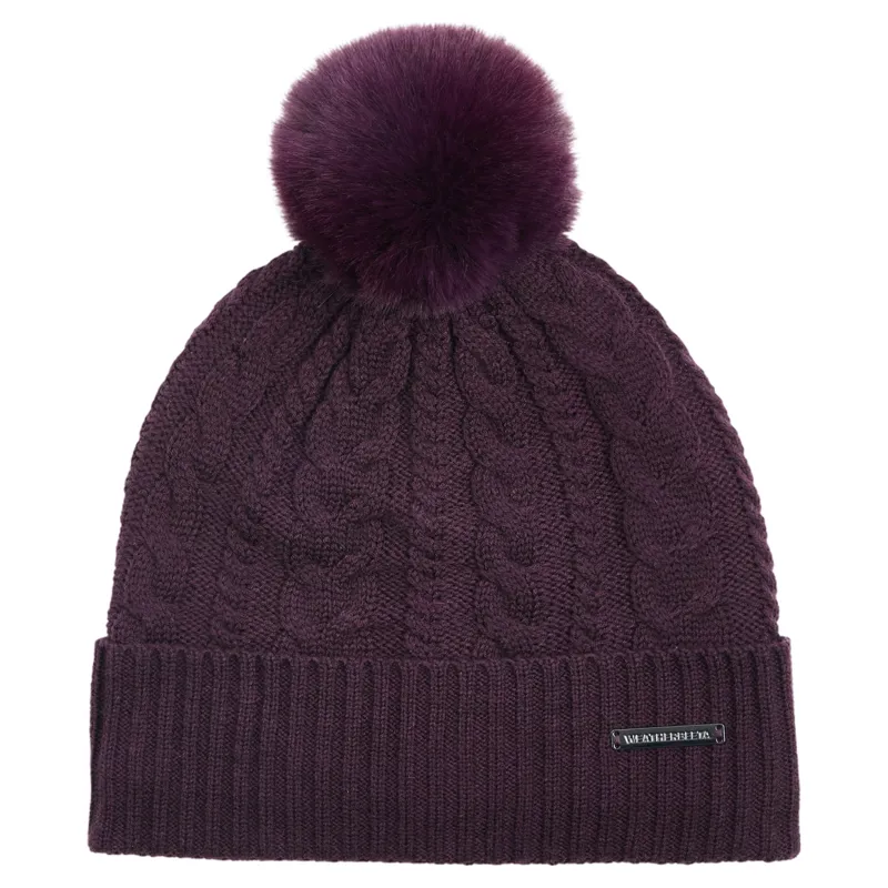 WeatherBeeta Cable Knit Womens Beanie - Blackberry