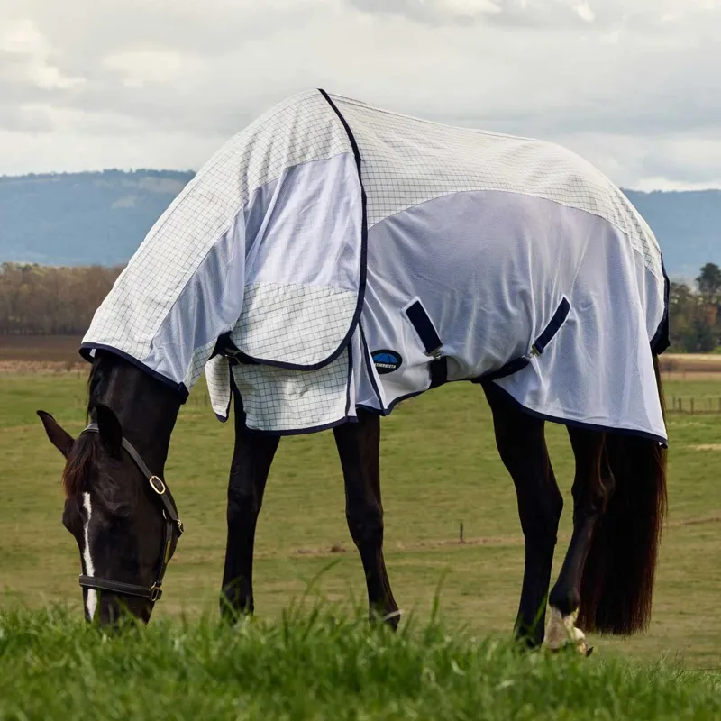 WeatherBeeta ComFiTec Airstream Combo Neck Fly Rug - White/Navy-1