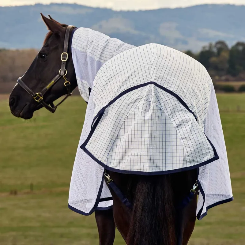 WeatherBeeta ComFiTec Airstream Combo Neck Fly Rug - White/Navy-2