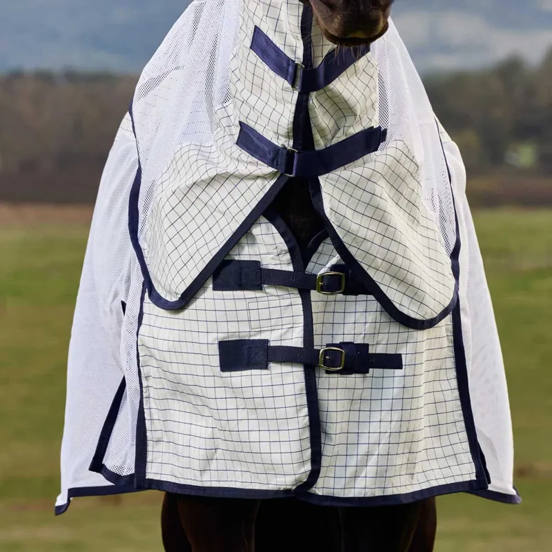 WeatherBeeta ComFiTec Airstream Combo Neck Fly Rug - White/Navy-3