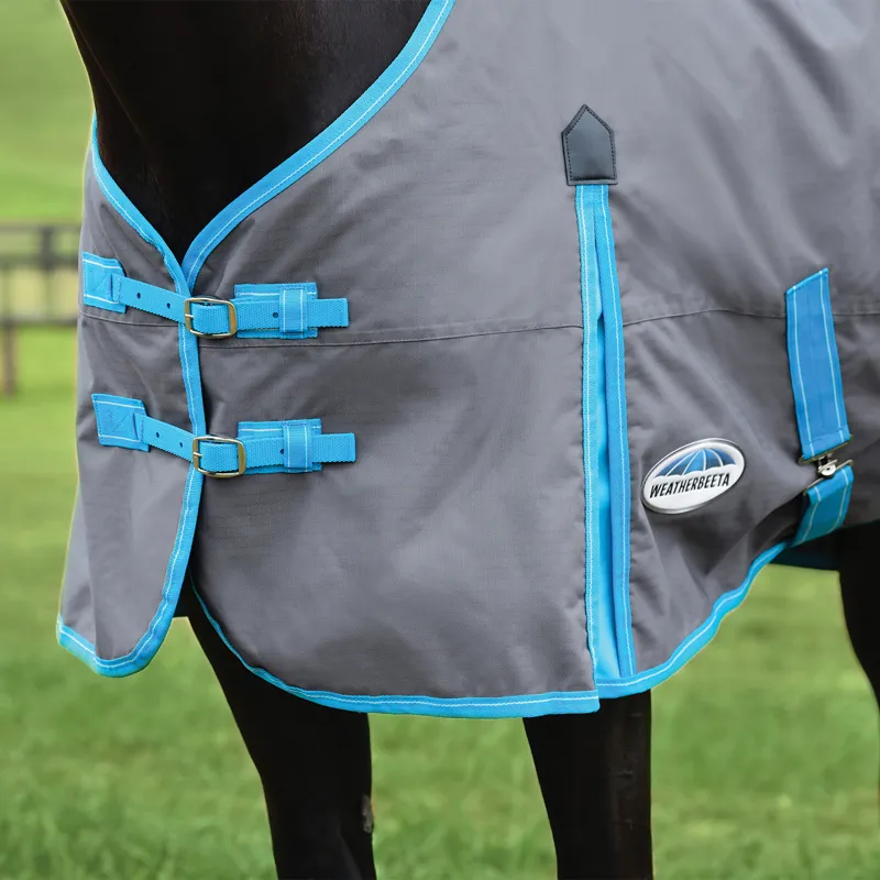 WeatherBeeta ComFiTec Classic 50g Combo Neck Turnout Rug - Grey/Blue-1