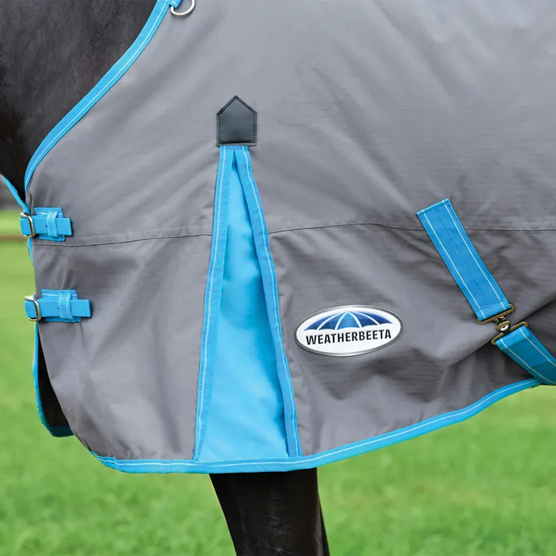 WeatherBeeta ComFiTec Classic 50g Combo Neck Turnout Rug - Grey/Blue-2