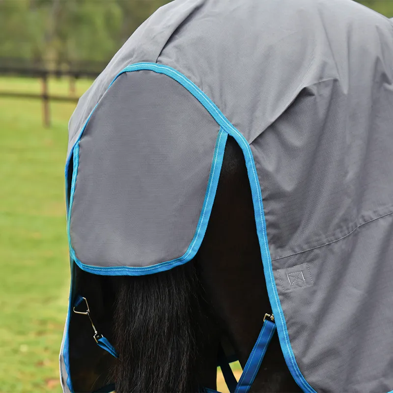 WeatherBeeta ComFiTec Classic 50g Combo Neck Turnout Rug - Grey/Blue-4