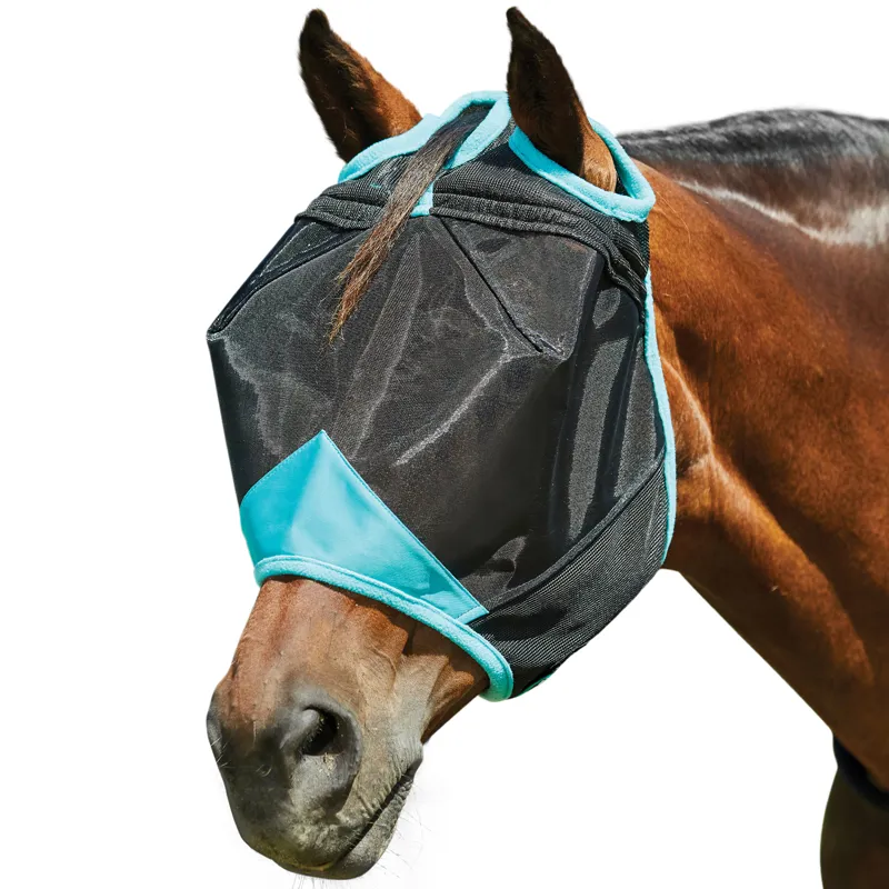 WeatherBeeta ComFiTec Deluxe Fine Mesh Fly Mask - Black/Turquoise-1