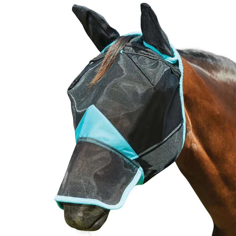 WeatherBeeta ComFiTec Deluxe Fine Mesh Fly Mask with Ears/Nose - Black-1