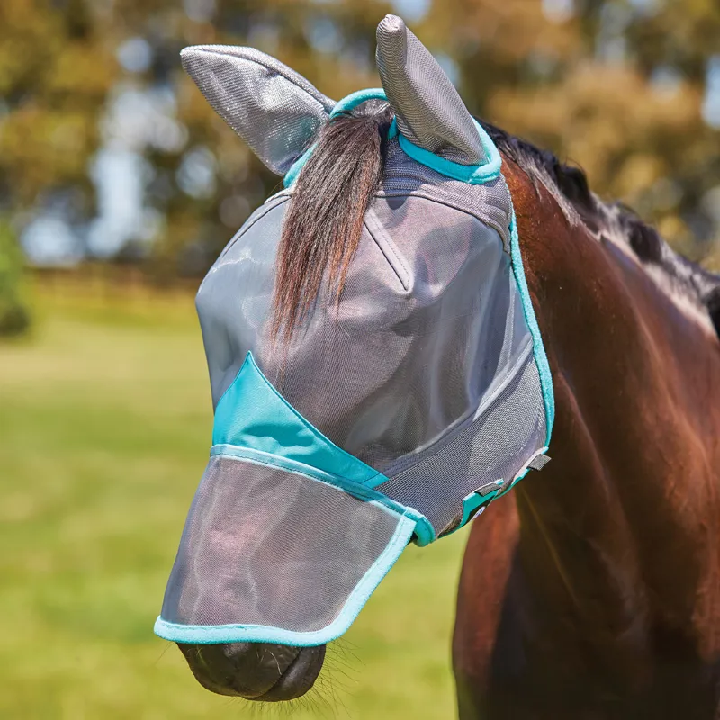 WeatherBeeta ComFiTec Deluxe Fine Mesh Fly Mask with Ears/Nose - Grey