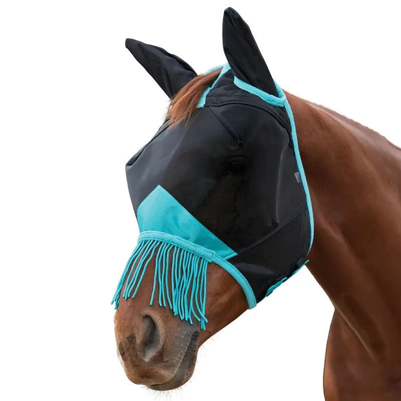 WeatherBeeta ComFiTec Deluxe Fine Mesh Fly Mask with Ears/Tassels - Black-1