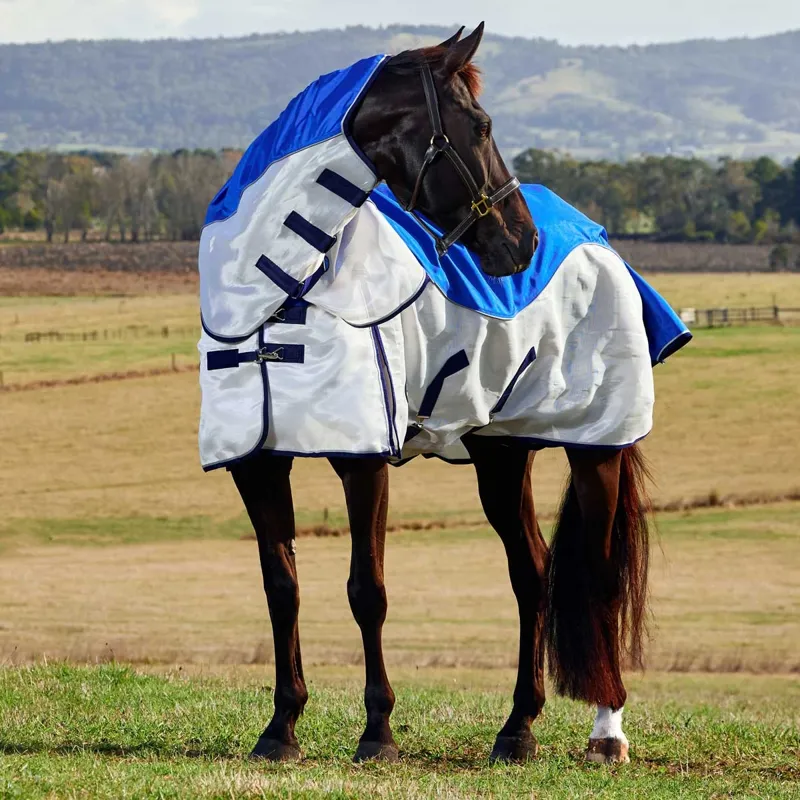 WeatherBeeta ComFiTec Duo Shield Waterproof Fly Rug - Blue/Silver/Navy-4