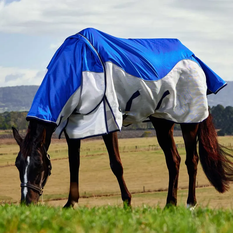 WeatherBeeta ComFiTec Duo Shield Waterproof Fly Rug - Blue/Silver/Navy-5