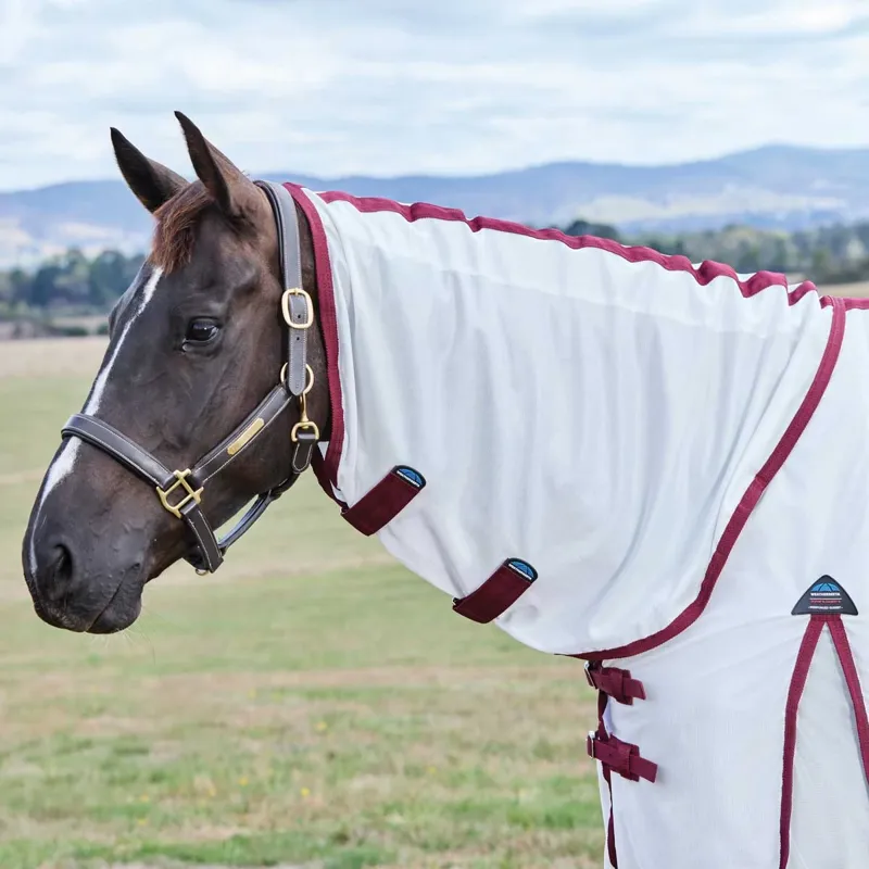 WeatherBeeta ComFiTec Essential Combo Neck Fly Rug - White/Burgundy-1