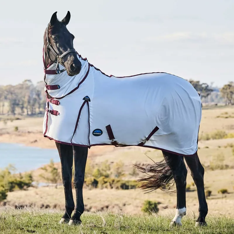 WeatherBeeta ComFiTec Essential Combo Neck Fly Rug - White/Burgundy-4