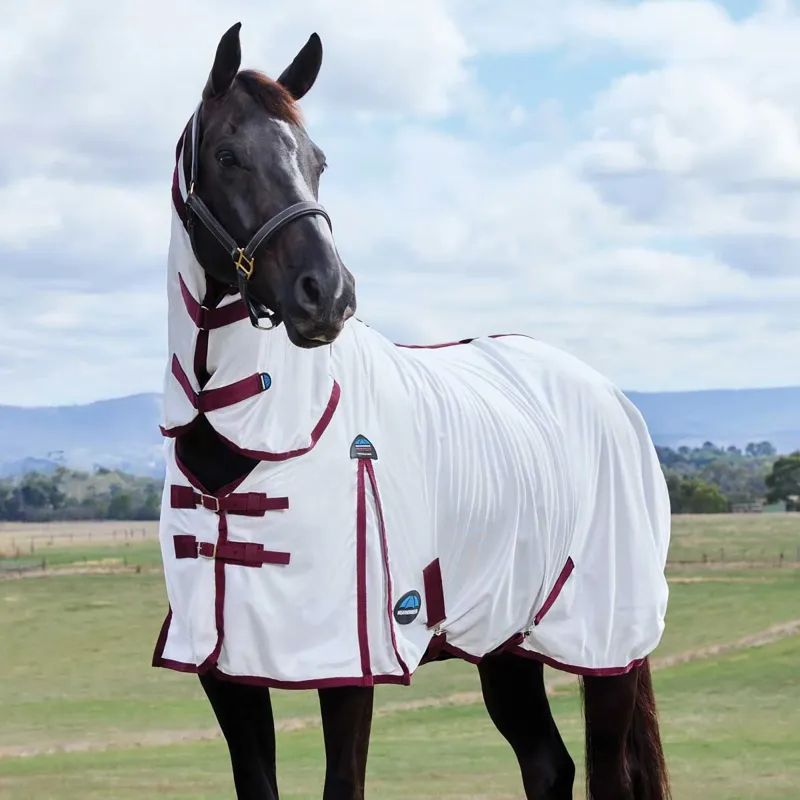 WeatherBeeta ComFiTec Essential Combo Neck Fly Rug - White/Burgundy-6
