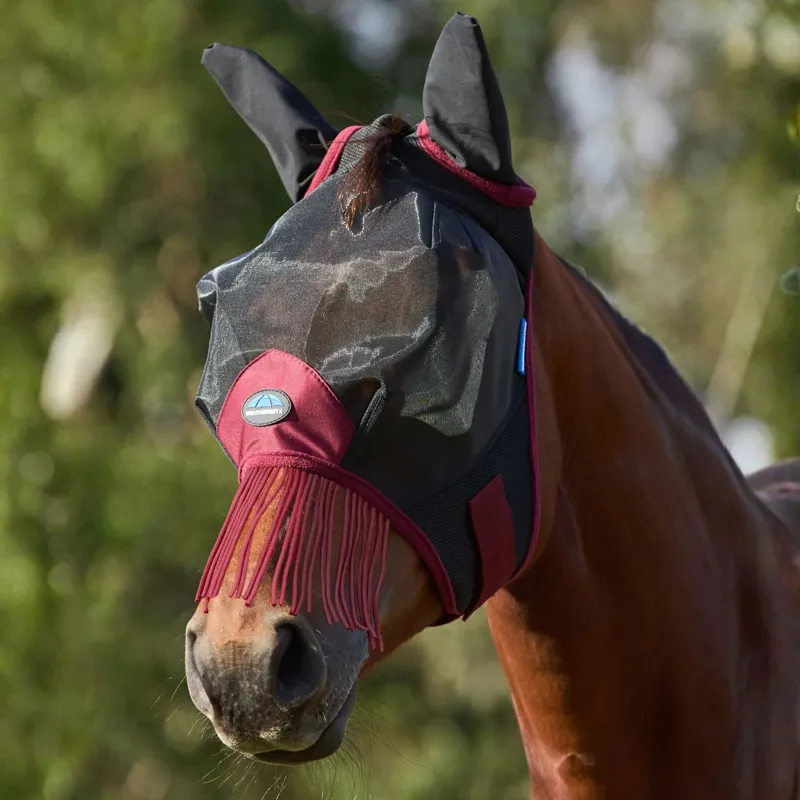 WeatherBeeta ComFiTec Fine Mesh Fly Mask with Ears/Tassels - Black
