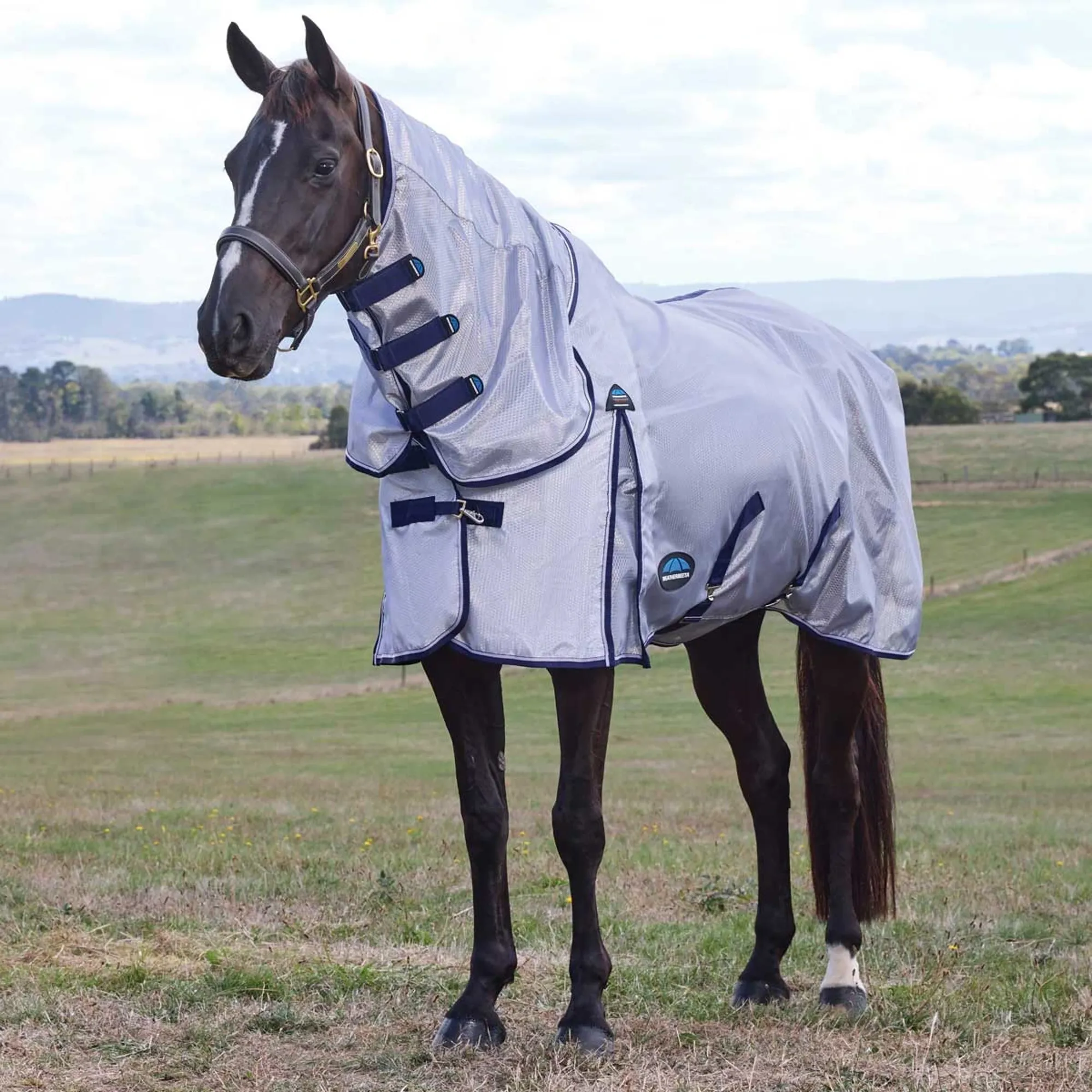 Weatherbeeta ComFiTec Hexi Shield Combo Neck Fly Rug Silver/Navy