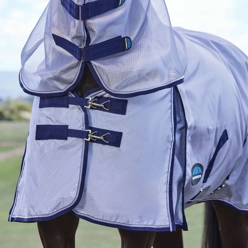 WeatherBeeta ComFiTec Hexi Shield Combo Neck Fly Rug - Silver/Navy-1