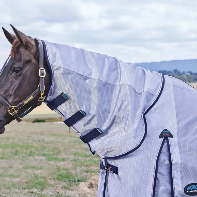 WeatherBeeta ComFiTec Hexi Shield Combo Neck Fly Rug - Silver/Navy-5