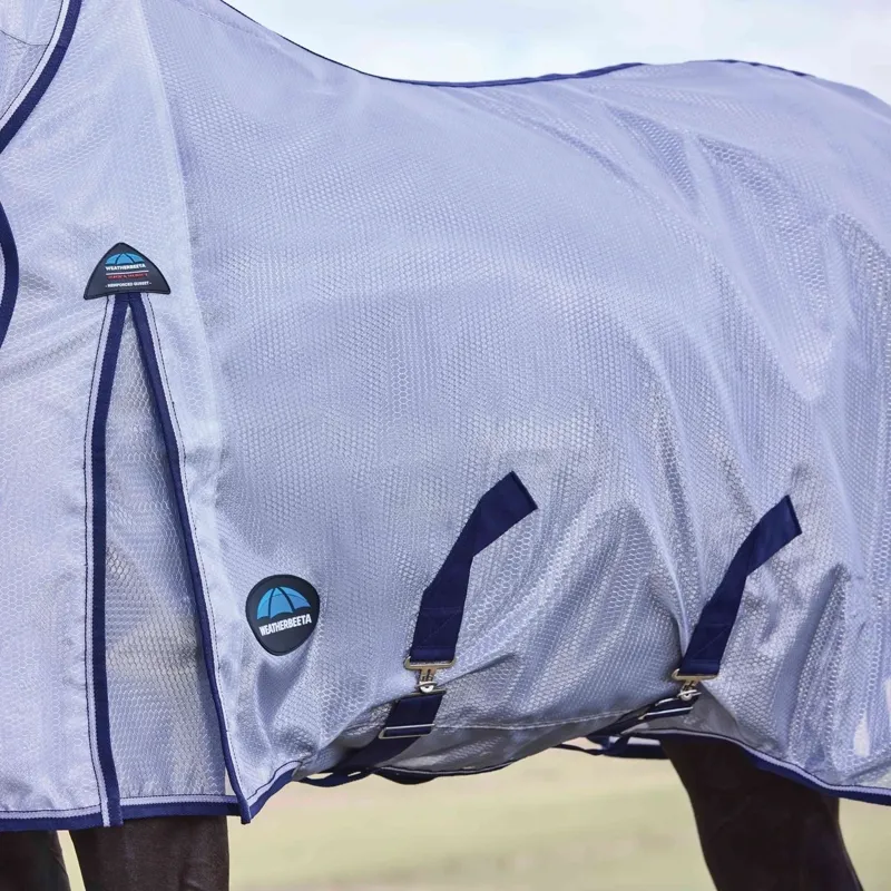 WeatherBeeta ComFiTec Hexi Shield Combo Neck Fly Rug - Silver/Navy-6