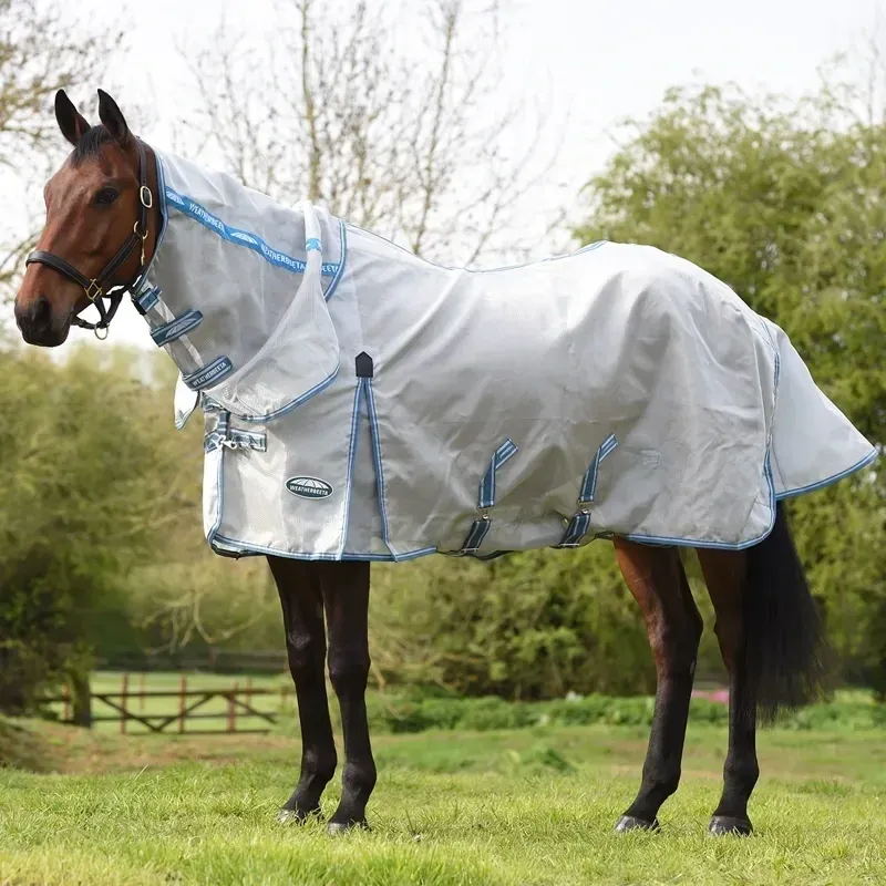 WeatherBeeta ComFiTec Hexi Shield Combo Neck Fly Rug - Silver/Teal-4