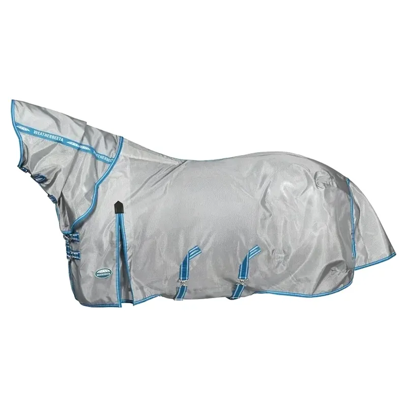 WeatherBeeta ComFiTec Hexi Shield Combo Neck Fly Rug - Silver/Teal-5