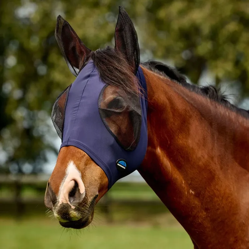 WeatherBeeta ComFiTec Deluxe Stretch Fly Mask with Ears - Navy/Black