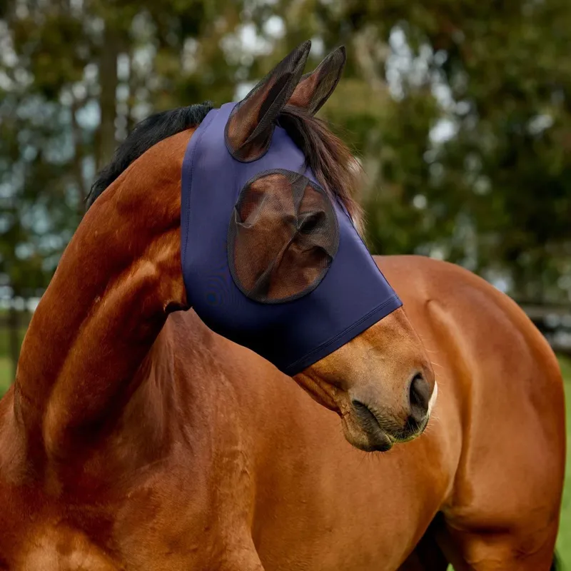 WeatherBeeta ComFiTec Deluxe Stretch Fly Mask with Ears - Navy/Black-1