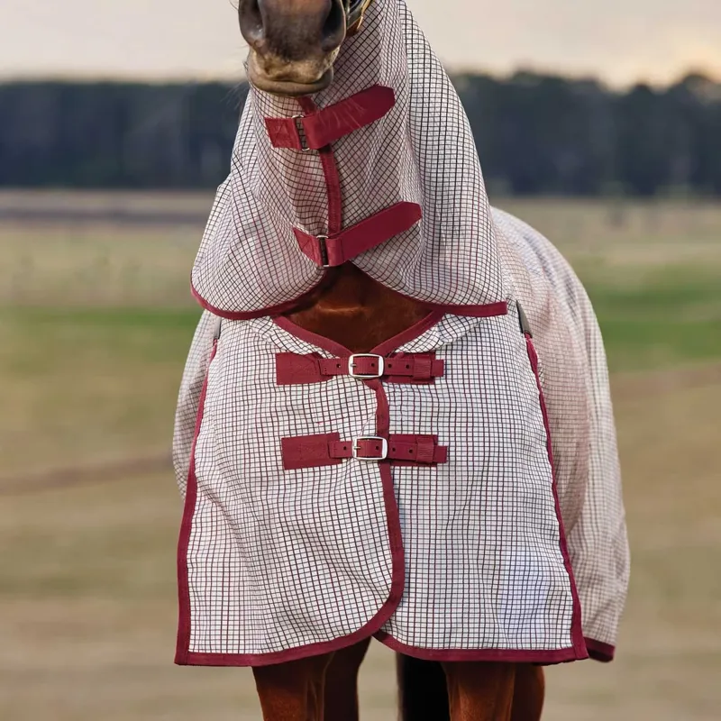 WeatherBeeta ComFiTec Ripshield Plus Fly Rug - White/Burgundy-1