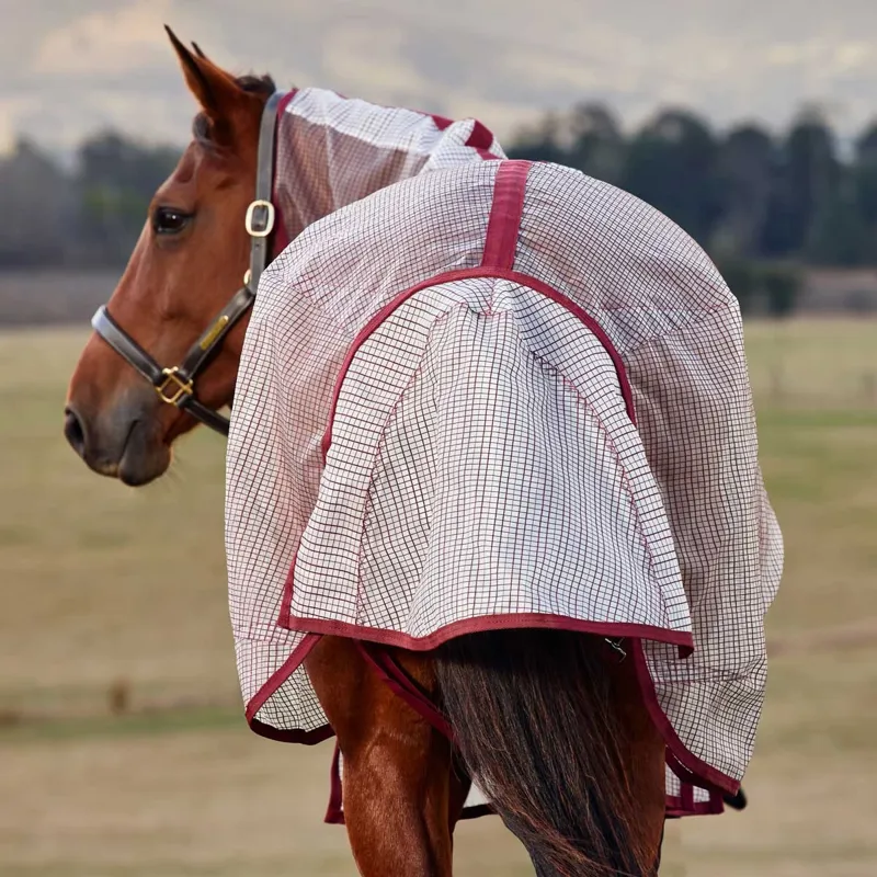 WeatherBeeta ComFiTec Ripshield Plus Fly Rug - White/Burgundy-2