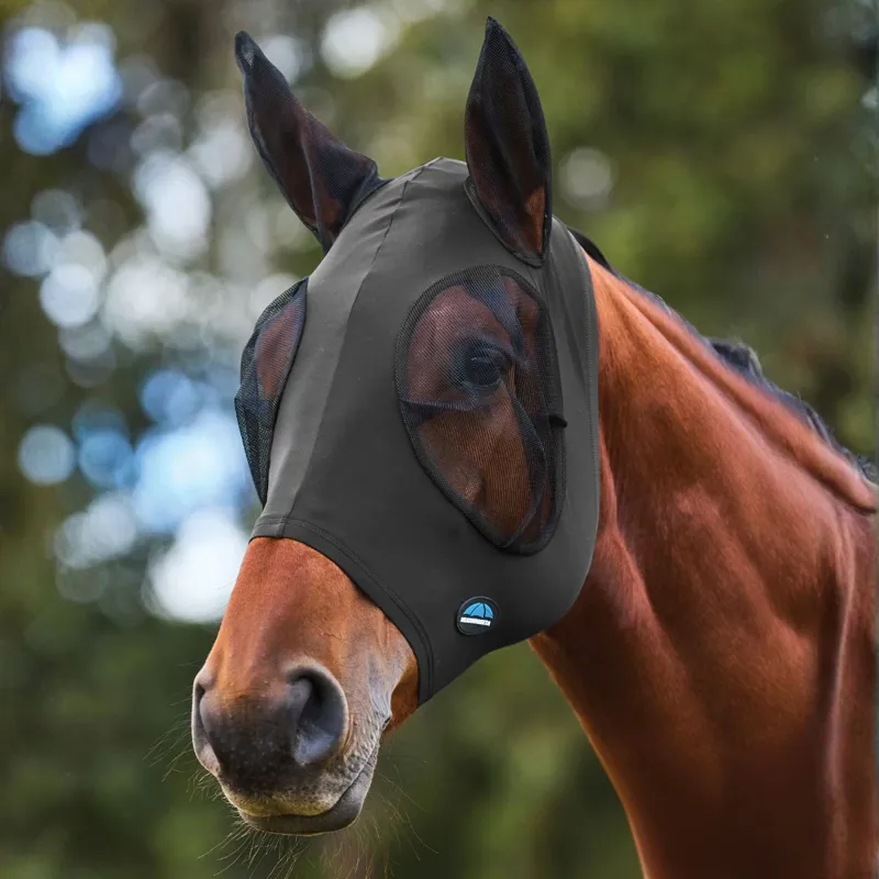 WeatherBeeta ComFiTec Stretch Fly Mask with Ears - Charcoal/Black