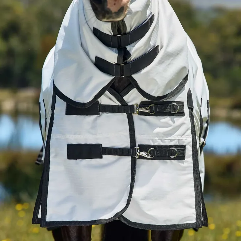 WeatherBeeta Sweet Itch Shield Combo Neck Fly Rug - White/Charcoal-1