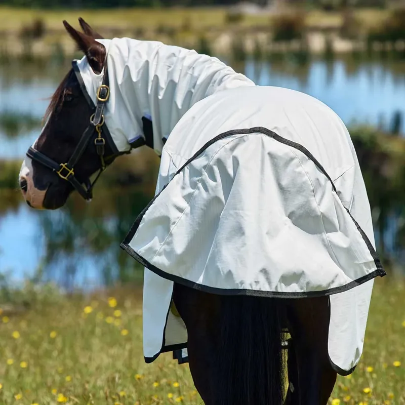 WeatherBeeta Sweet Itch Shield Combo Neck Fly Rug - White/Charcoal-3