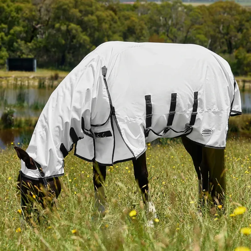 WeatherBeeta Sweet Itch Shield Combo Neck Fly Rug - White/Charcoal-4