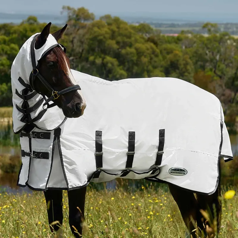 WeatherBeeta Sweet Itch Shield Combo Neck Fly Rug - White/Charcoal-8