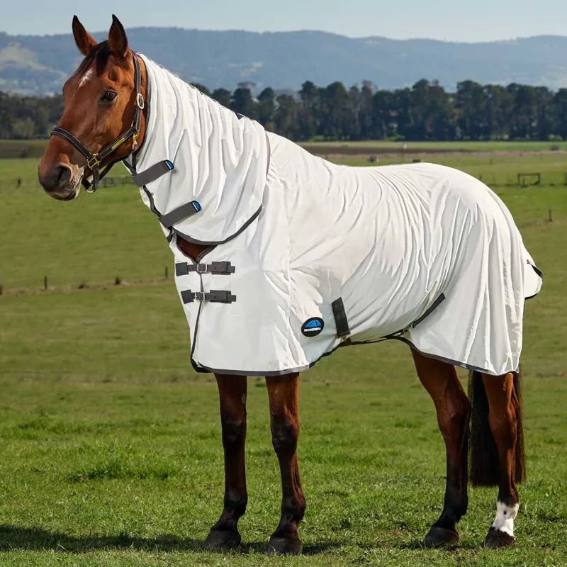 WeatherBeeta ComFiTec Tyro Mesh Combo Neck Fly Rug - White/Charcoal-1