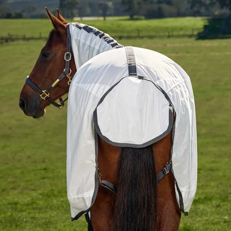 WeatherBeeta ComFiTec Tyro Mesh Combo Neck Fly Rug - White/Charcoal-2