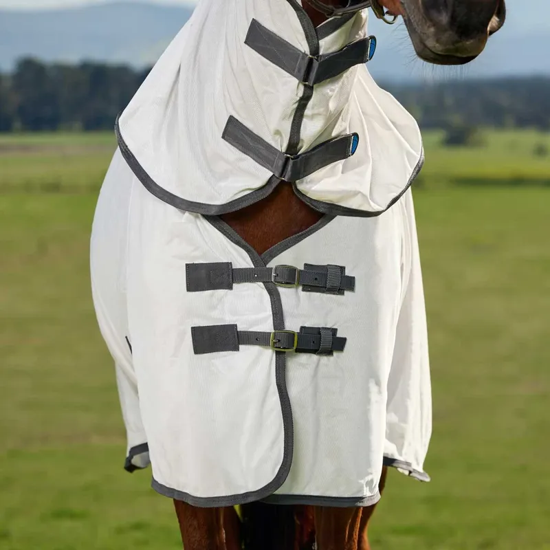 WeatherBeeta ComFiTec Tyro Mesh Combo Neck Fly Rug - White/Charcoal-4