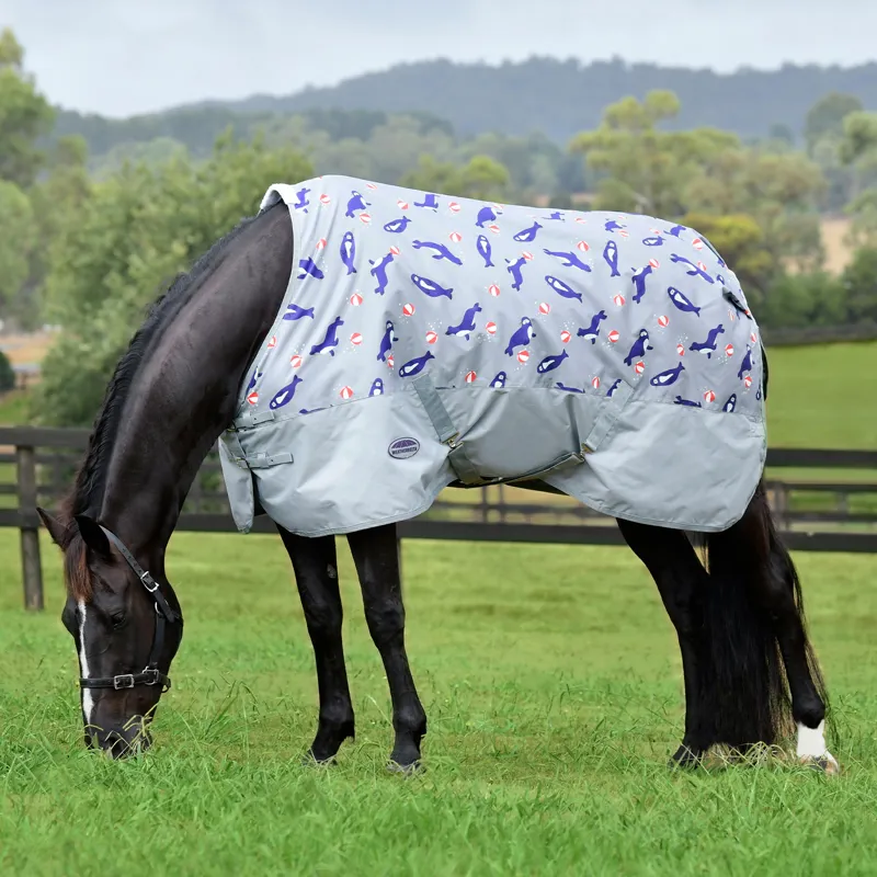 WeatherBeeta ComFiTec Tyro 50g Standard Neck Turnout Rug - Seal Print-1