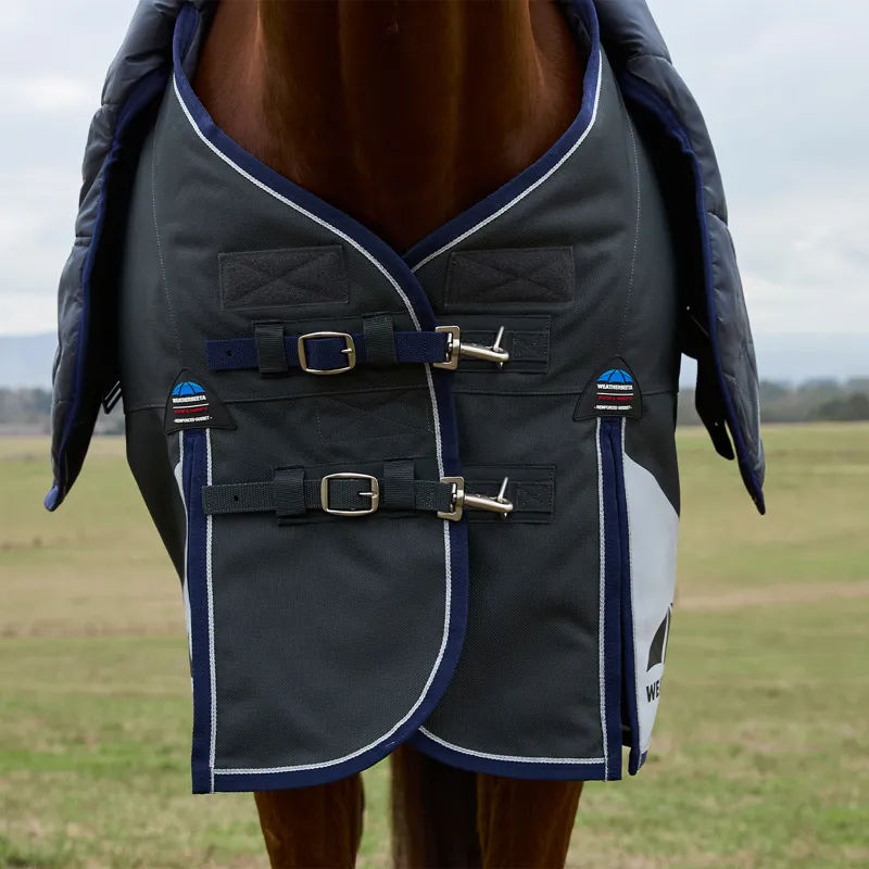 WeatherBeeta ComFiTec Ultra 100g Detach-A-Neck Turnout Rug - Charcoal-4