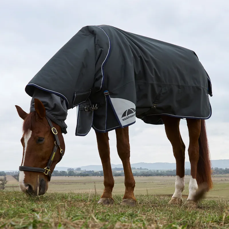 WeatherBeeta ComFiTec Ultra 100g Detach-A-Neck Turnout Rug - Charcoal-3