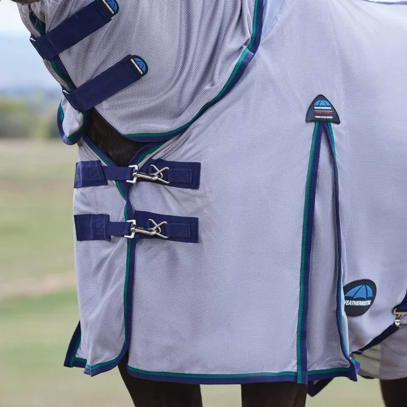 WeatherBeeta ComFiTec Zephyr Combo Neck Fly Rug - Grey/Navy/Forest-4