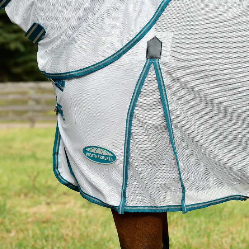 WeatherBeeta ComFiTec Zephyr Combo Neck Fly Rug - Silver/Green/Stone-4