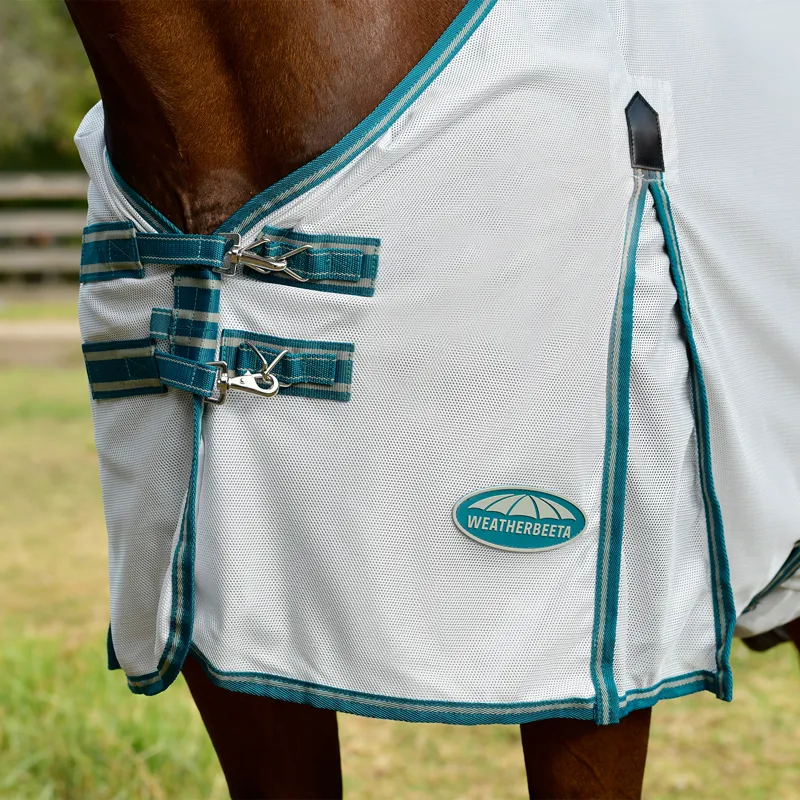 WeatherBeeta ComFiTec Zephyr Combo Neck Fly Rug - Silver/Green/Stone-3