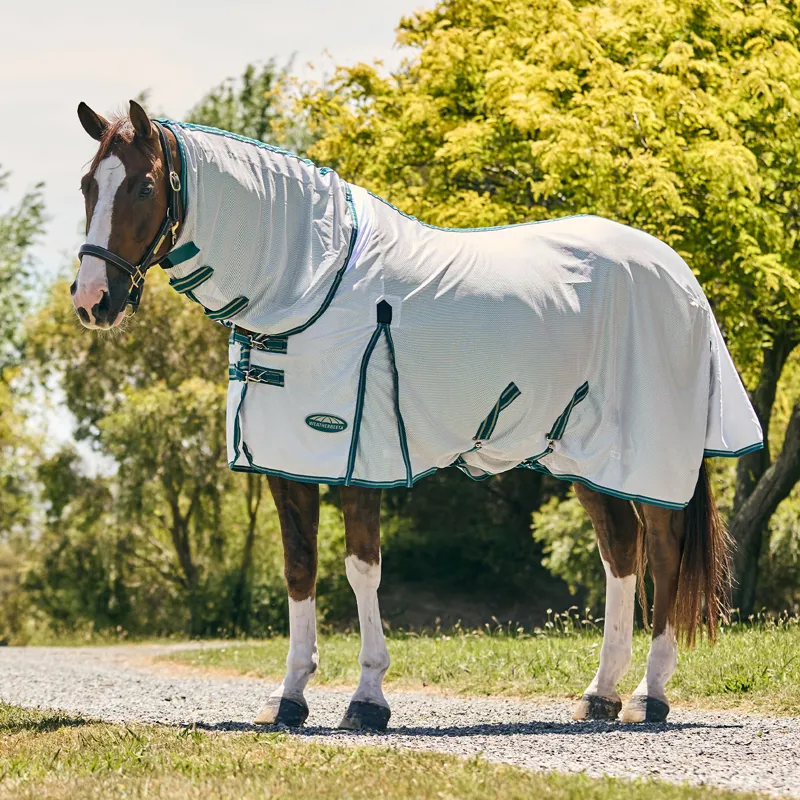 WeatherBeeta ComFiTec Zephyr Combo Neck Fly Rug - Silver/Green/Stone-2