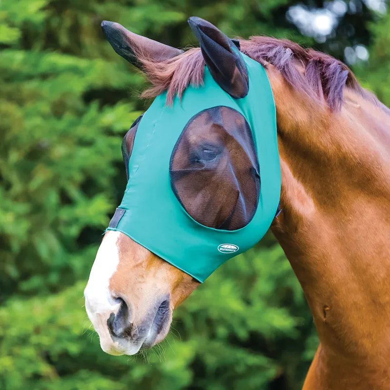 WeatherBeeta Deluxe Stretch Bug Eye Saver with Ears Fly Mask - Hunter/Black