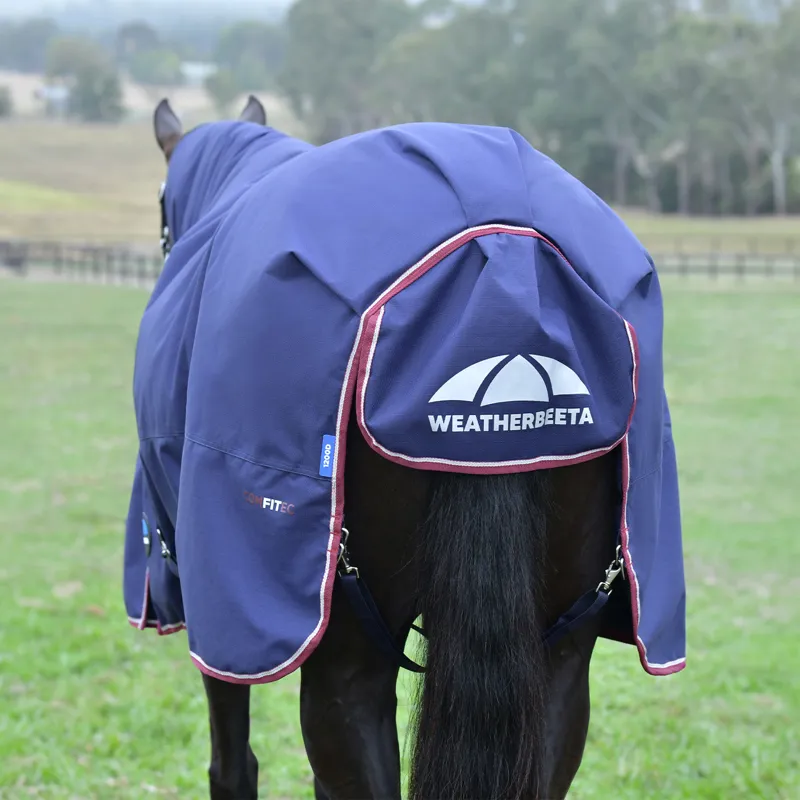 WeatherBeeta ComFiTec Essential 220g Combo Turnout Rug - Navy/Burgundy-6