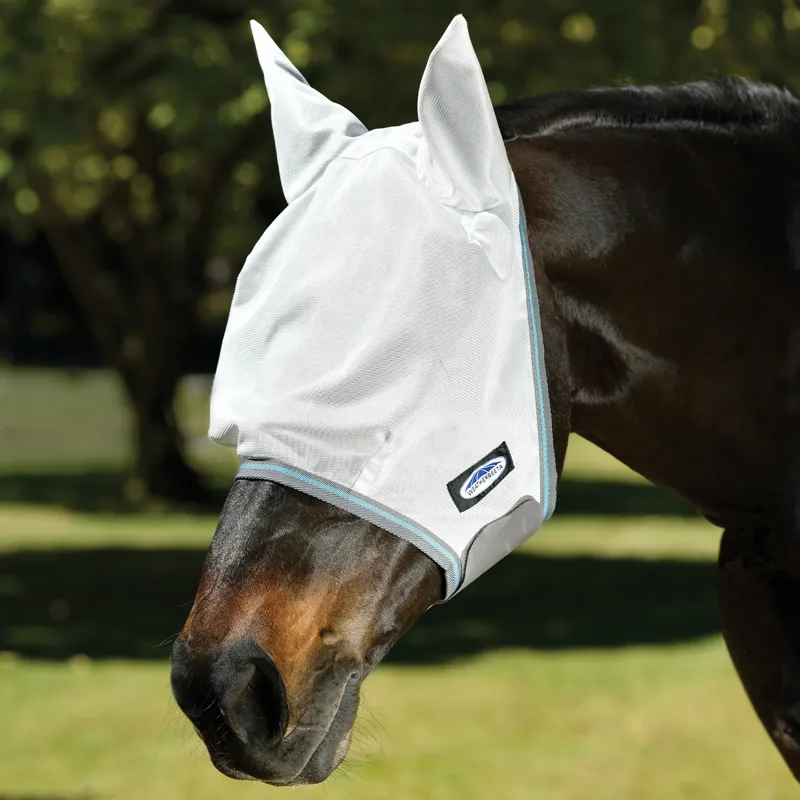 WeatherBeeta ComFiTec Essential Mesh Fly Mask - White/Grey/Bright Blue