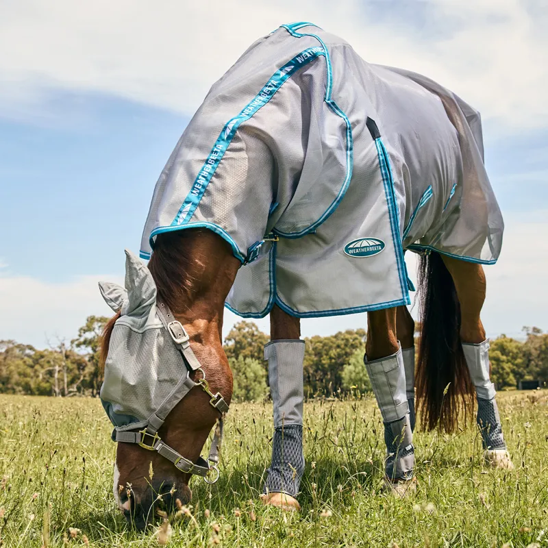 WeatherBeeta ComFiTec Hexi Shield Dual Fly Mask and Headcollar - Silver-1
