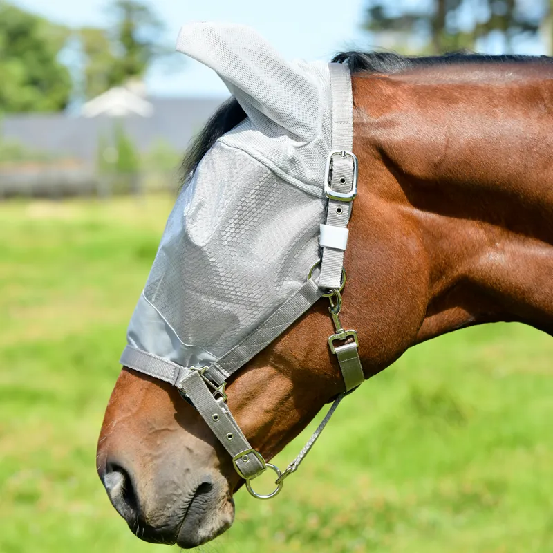 WeatherBeeta ComFiTec Hexi Shield Dual Fly Mask and Headcollar - Silver-3